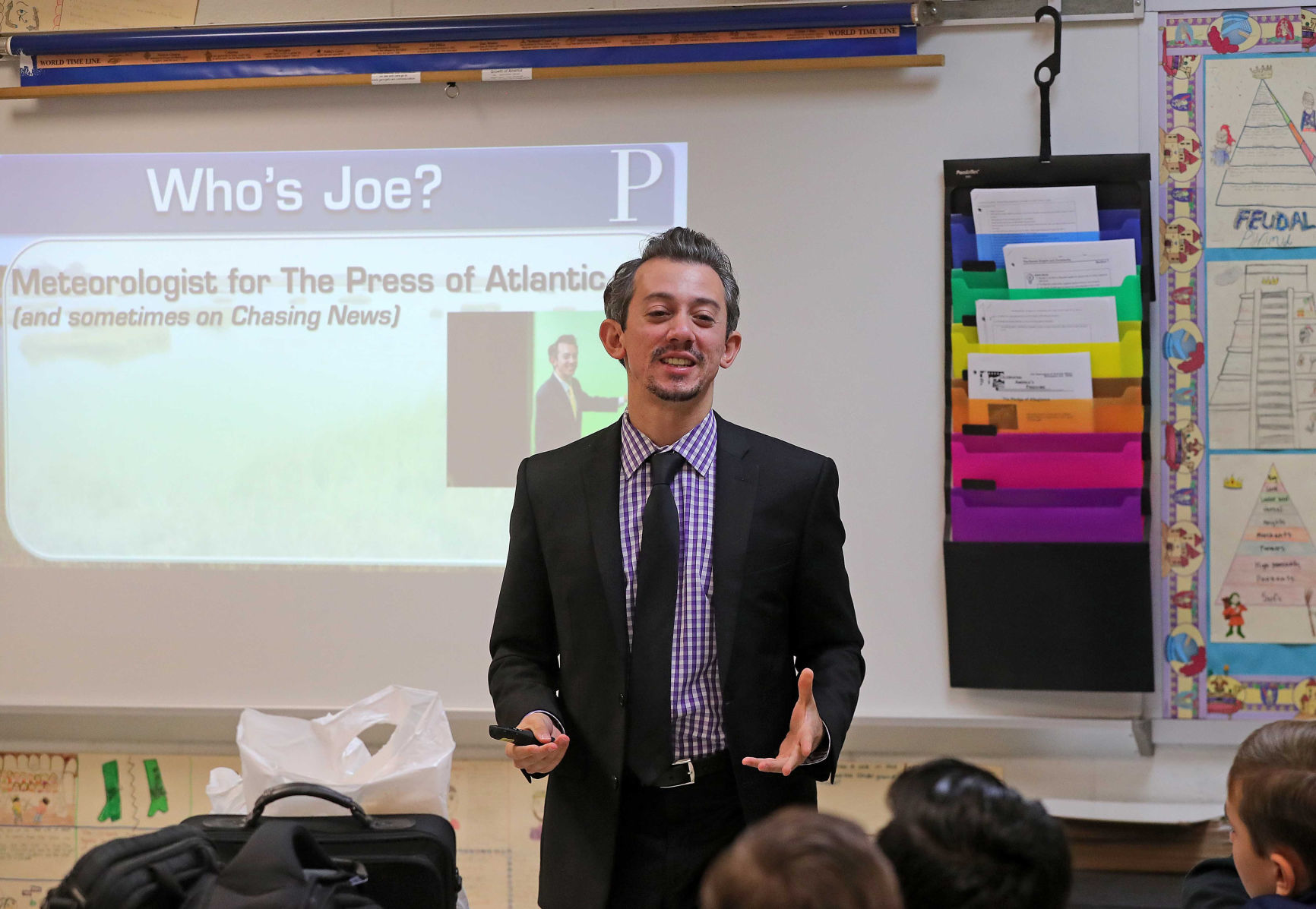Meteorologist Joe Martucci at Middle Township Middle School